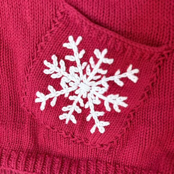 Ray Wear Christmas Sweater Cardigan Snowflake Hand Knit Women’s Sz M Cotton - Picture 4 of 12